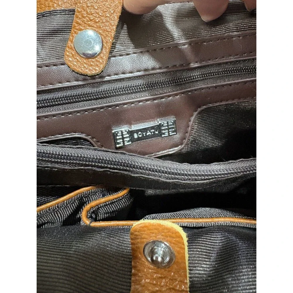 BOYATU Brown Pebbled Leather Drawstring Backpack